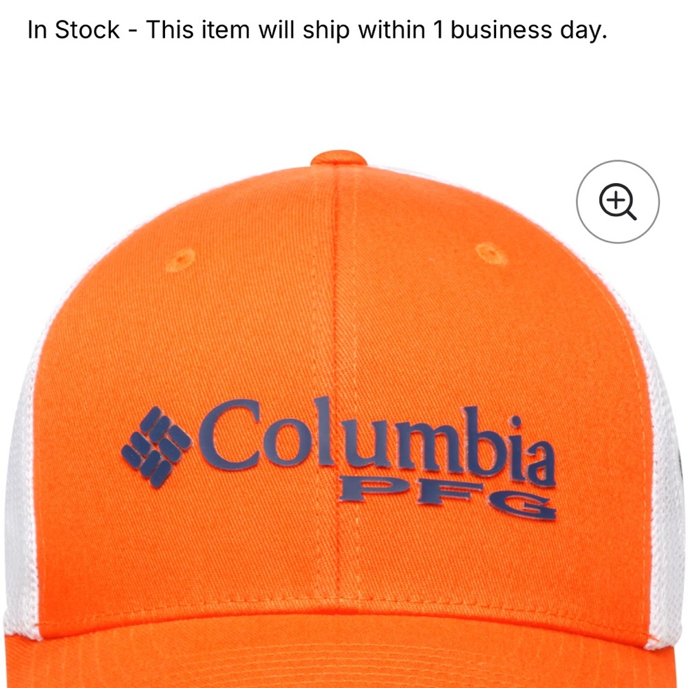 Columbia Orange and White PFG Mesh Trucker Hat